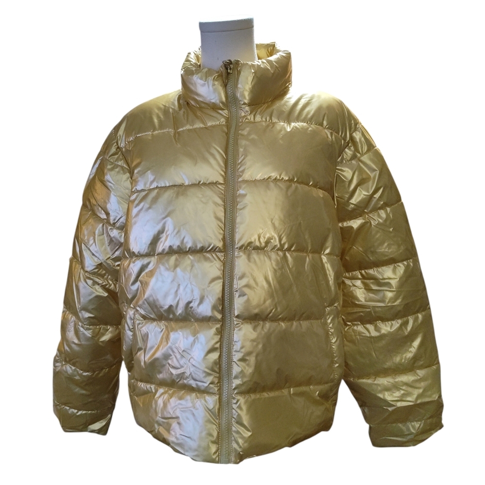 Time and Tru Womens Gold Puffer Jacket Size XL (16-18) - Picture 2 of 6